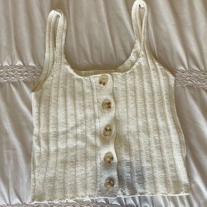 White knit crop tank size S